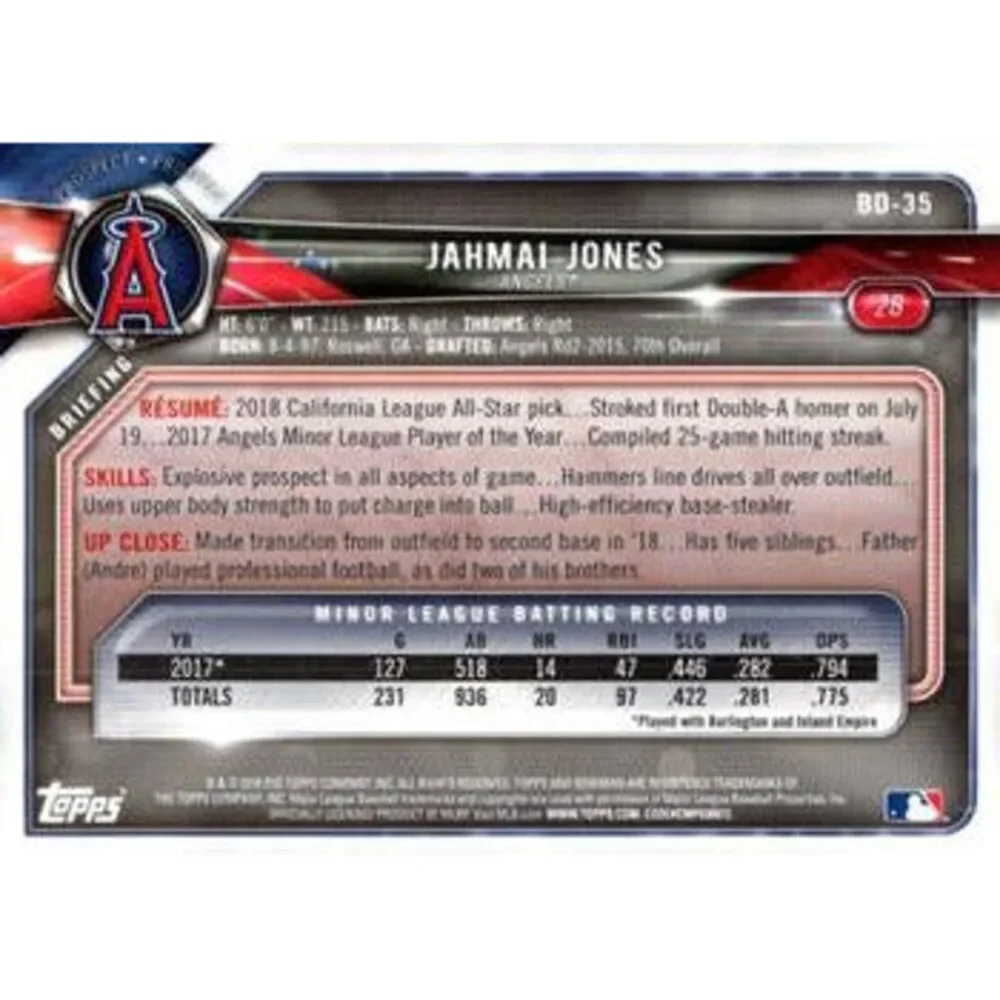 2018 Bowman Draft Jahmai Jones BD-35 Los Angeles Angels
